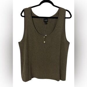 NWT Eileen Fisher Green Sweater Tank Cozy Viscose Stretch Knit Size 1X